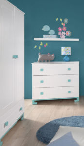 szafa i komoda Toto z turkusowymi akcentami